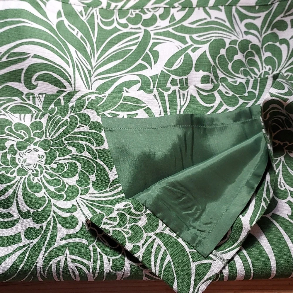 Anne Taylor Loft Green White Floral Pencil Skirt Size 6P Silk
